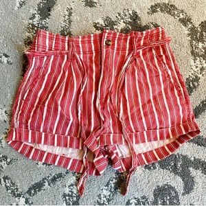 Pink and white striped shorts